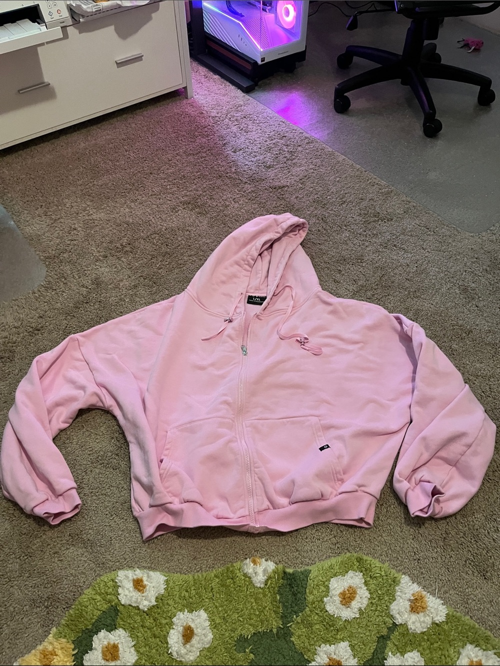 Popflex bubblegum pink l/xl zip up hoodie